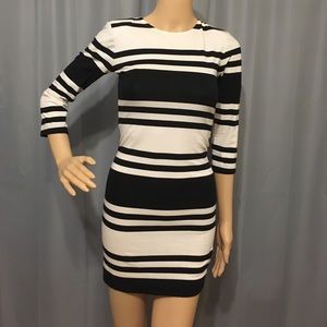 French Connection Striped 3/4 Sleeve Dress Sz 2